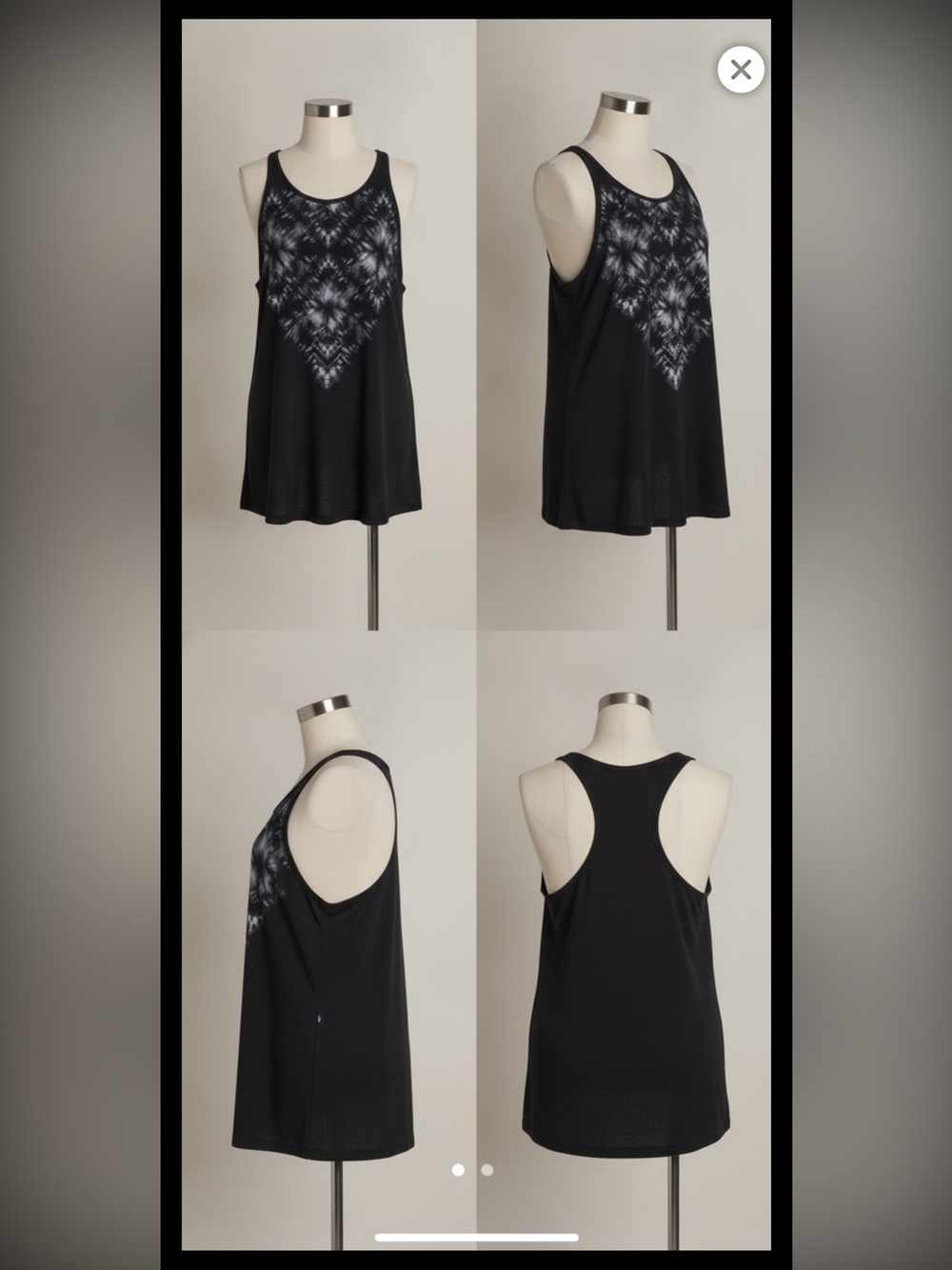 Black Tie-Dye Women's Tank Top